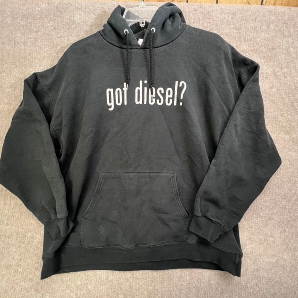 Got Diesel? Black Graphic Hoodie Sweatshirt Pullover Hanes Heavyweight Cotton XL